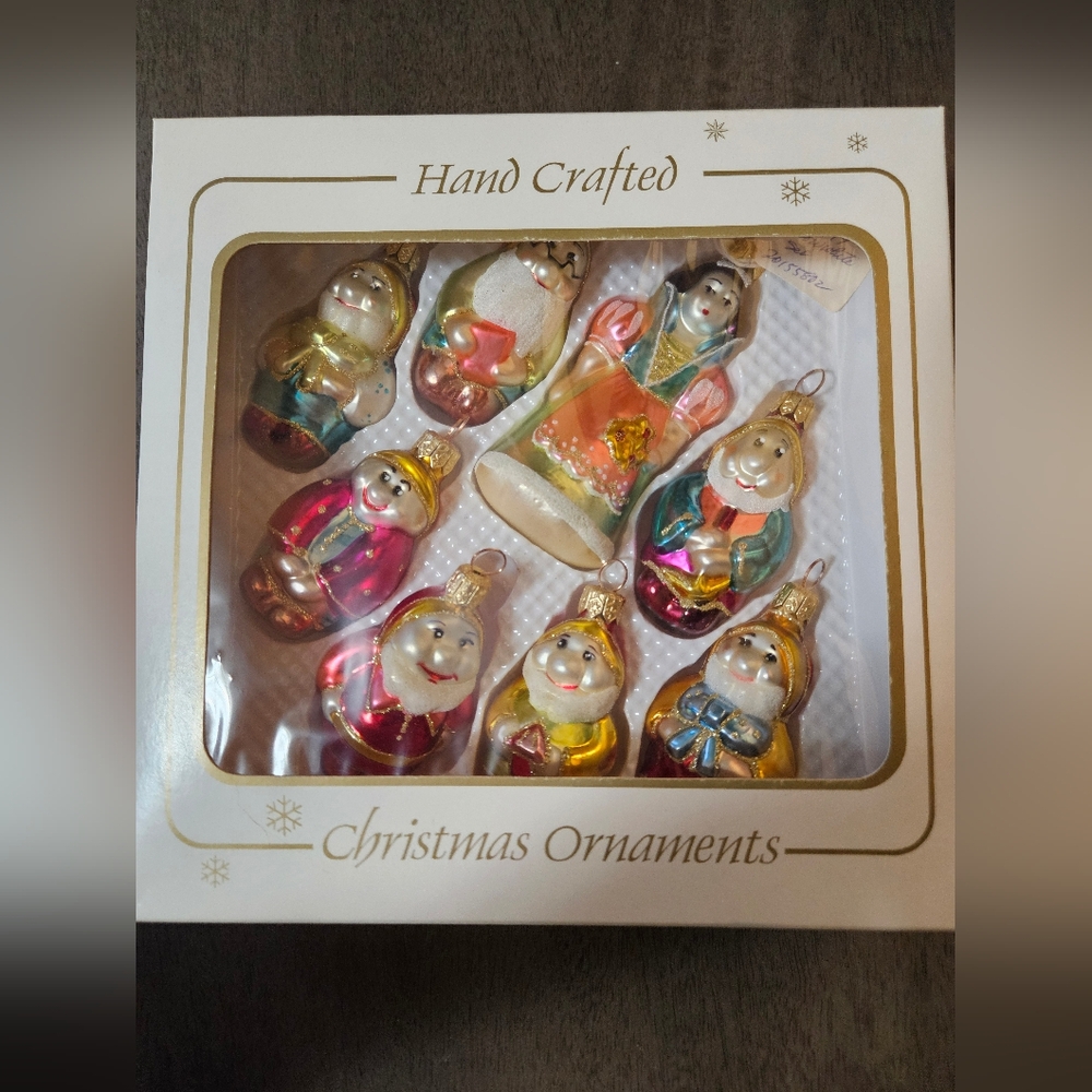 Handcrafted Ukraine Glass Ornaments Snow White and The Seven Dwarfs.